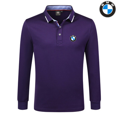 2022 Polo BMW Manche Longue Homme Col Contrasté Coton Extensible